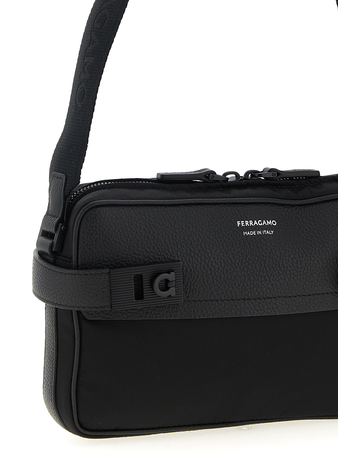 Ferragamo Twins Nylon Crossbody Bags - Black | 9991c260e25f69f89154aee90ad4f1aa27f74cc3