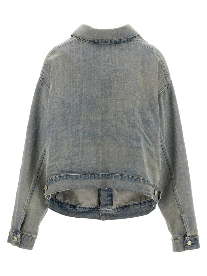 Off-Shoulder Denim Jacket Casual Jackets, Parka Blue