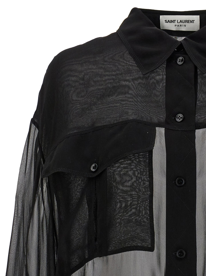 Muslin Silk Shirt Shirt, Blouse Black