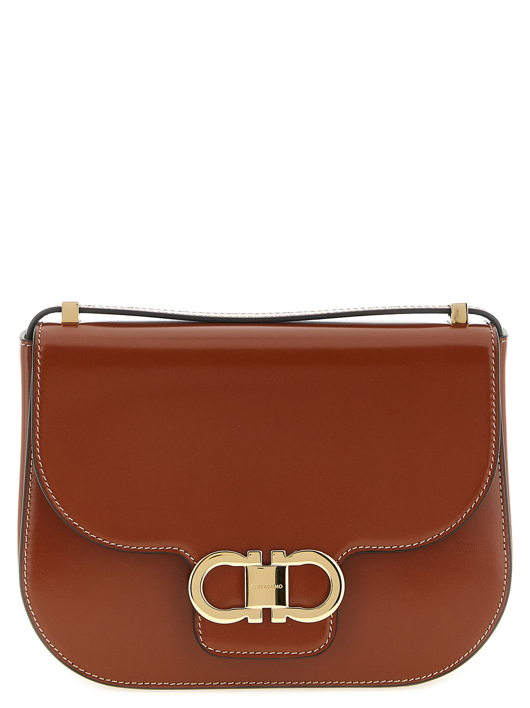 Ferragamo Double Gancini Crossbody Bags - Brown | c2a59d6ca668a8d7ebcd0a66513eb85e9350e366