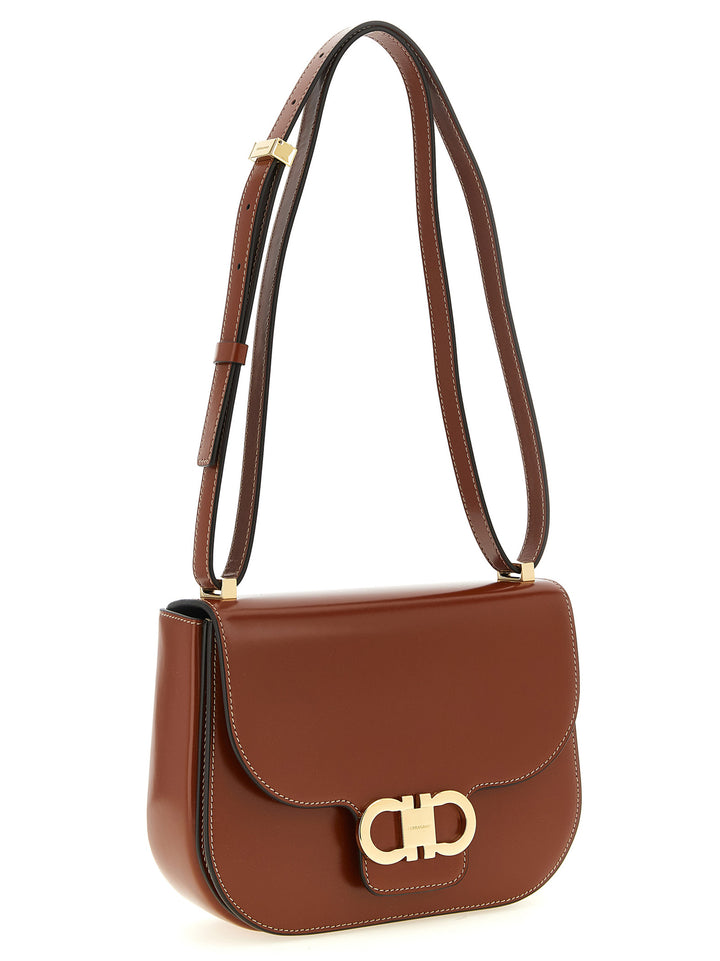Ferragamo Double Gancini Crossbody Bags - Brown | 963a9668d7c18acfaa65ae956a06543f480b788f