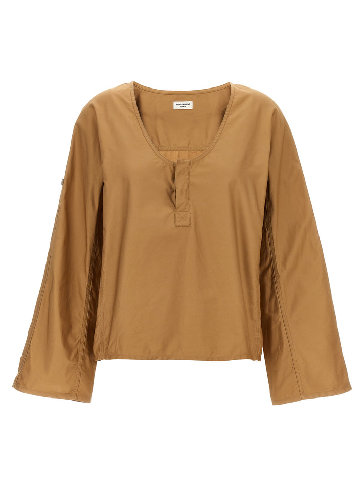 Twill Blouse Shirt, Blouse Beige