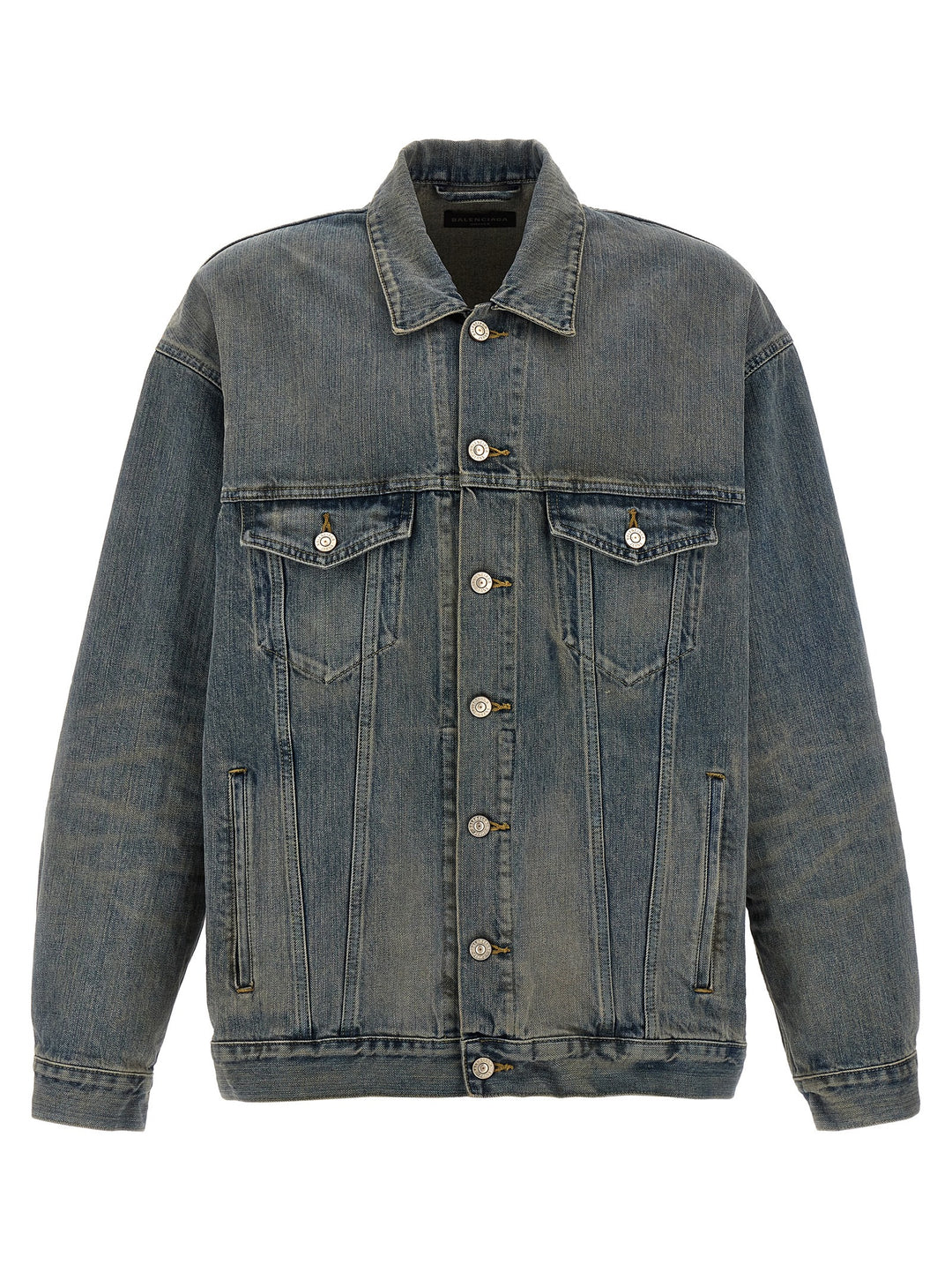 Logo Print Denim Jacket Casual Jackets, Parka Blue