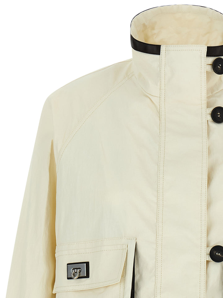 Ferragamo Tech Linen Jacket Puffer Jackets - White | 0630b13bdb5a0a0f94ca34b8329f67bee58c7147
