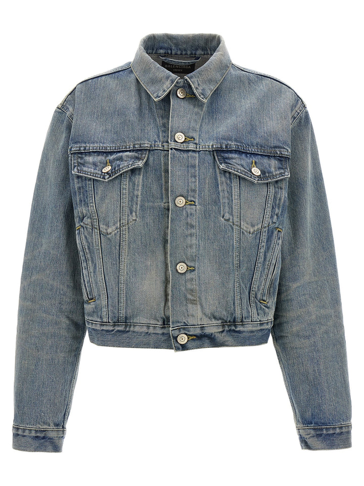 Logo Denim Jacket Casual Jackets, Parka Blue