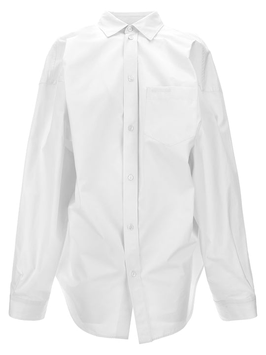 Asymmetric Shirt With Logo Embroidery Shirt And Blouse White