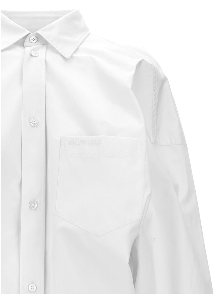 Asymmetric Shirt With Logo Embroidery Shirt, Blouse White