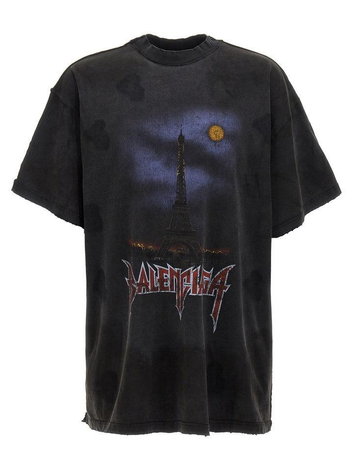 Double Front Paris Moon T-Shirt Black