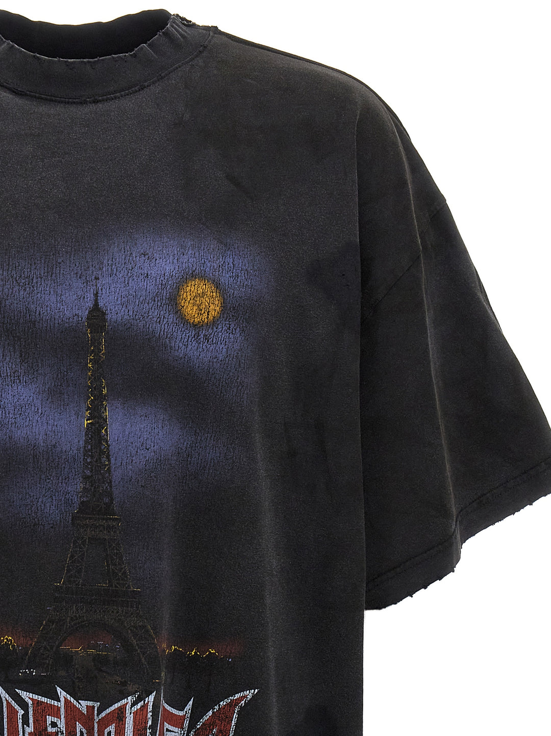 Double Front Paris Moon T-Shirt Black