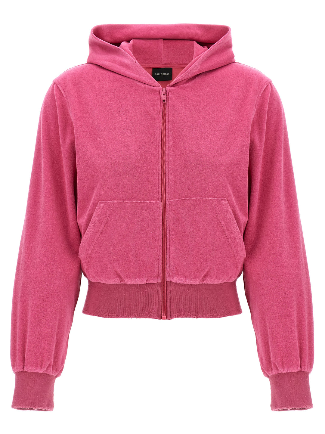 Rhinestone Logo Hoodie Sweatshirt Fuchsia