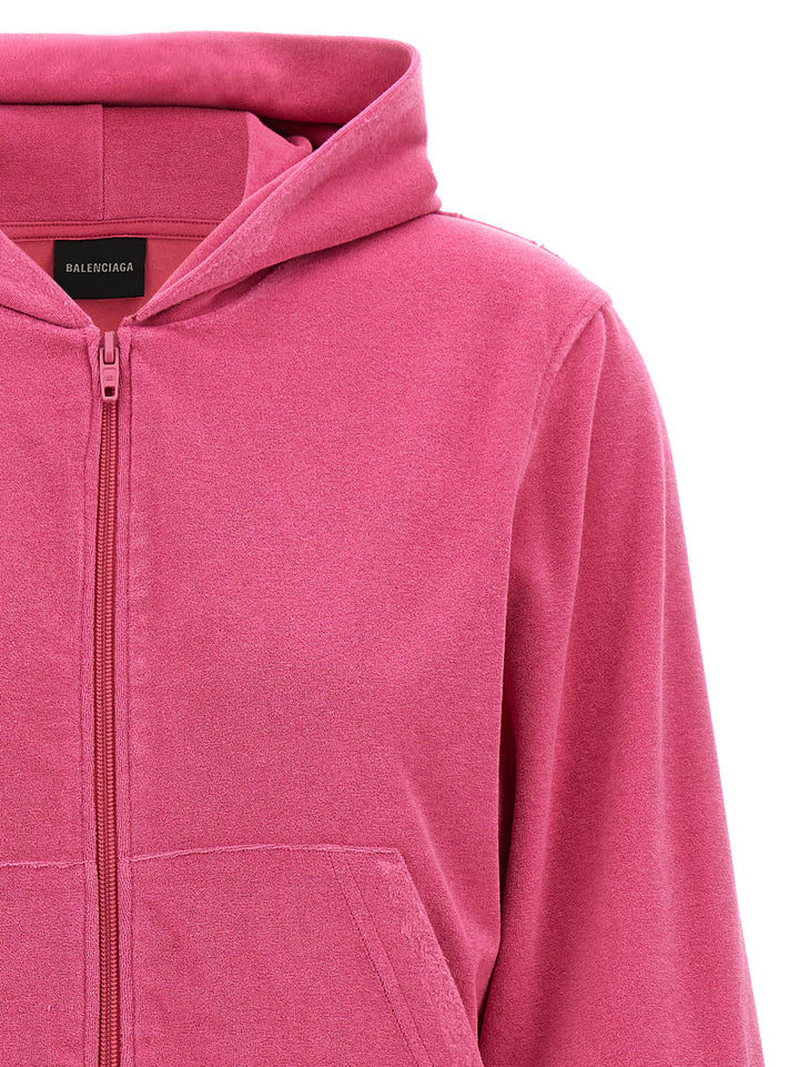 Rhinestone Logo Hoodie Sweatshirt Fuchsia