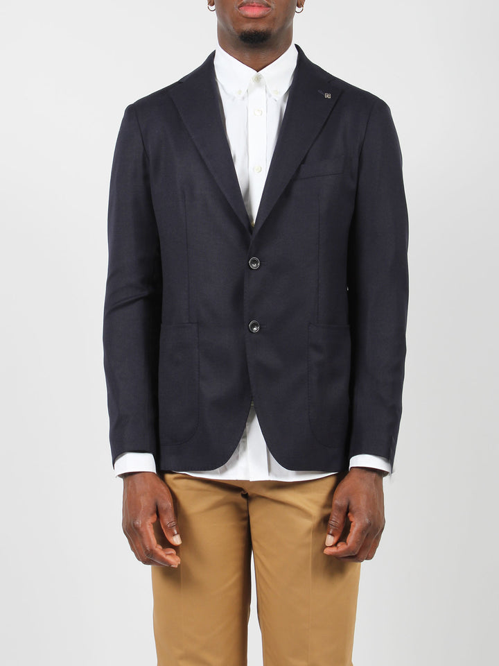 Wool canvas single breasted blazer