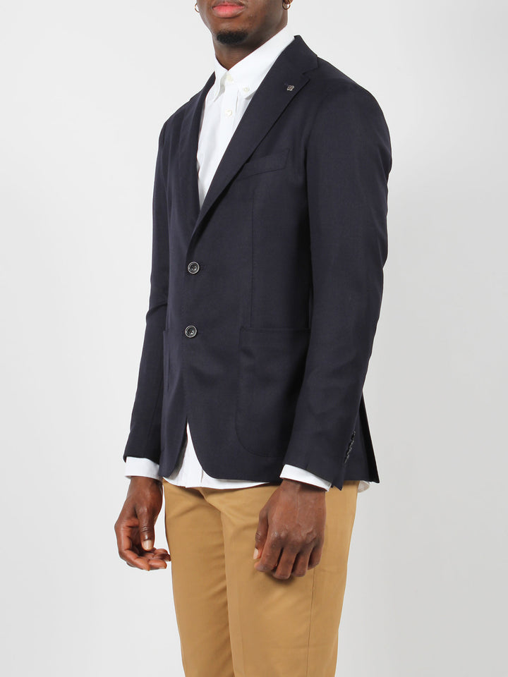 Wool canvas single breasted blazer