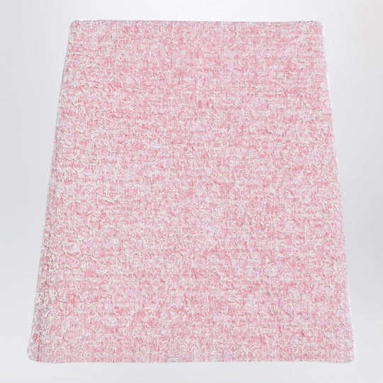 Pink Cotton Blend Tweed Mini Skirt