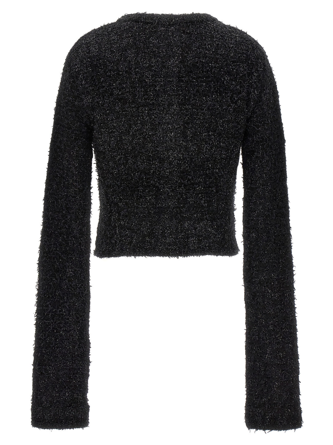 Cropped Tweed Cardigan Sweater, Cardigans Black