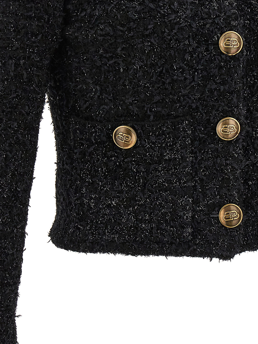 Cropped Tweed Cardigan Sweater, Cardigans Black