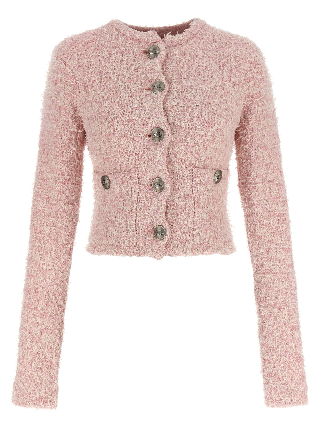 Cropped Tweed Cardigan Sweater, Cardigans Pink