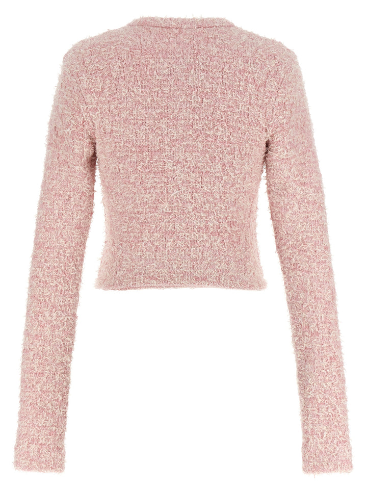 Cropped Tweed Cardigan Sweater, Cardigans Pink