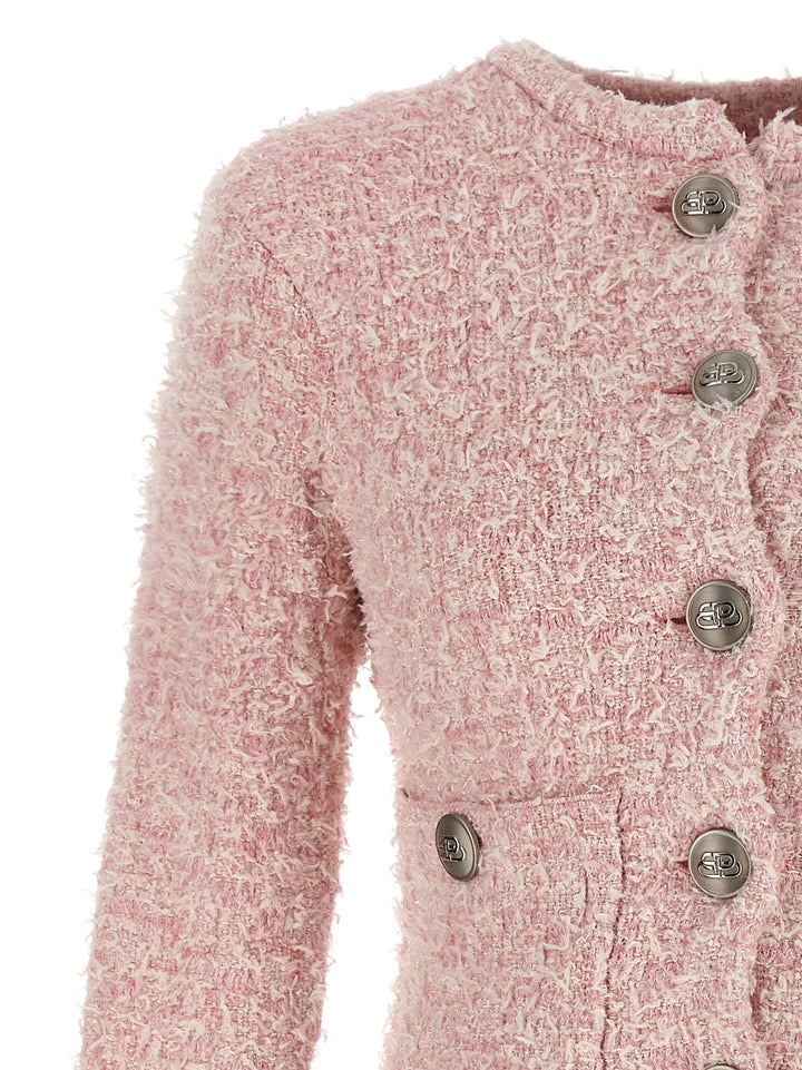 Cropped Tweed Cardigan Sweater, Cardigans Pink