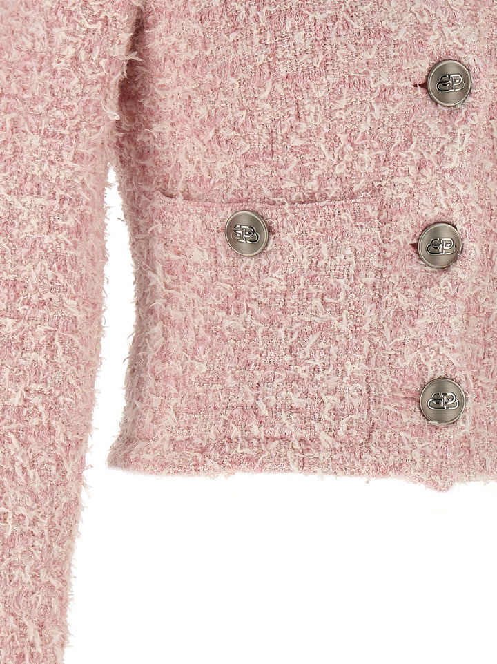 Cropped Tweed Cardigan Sweater, Cardigans Pink