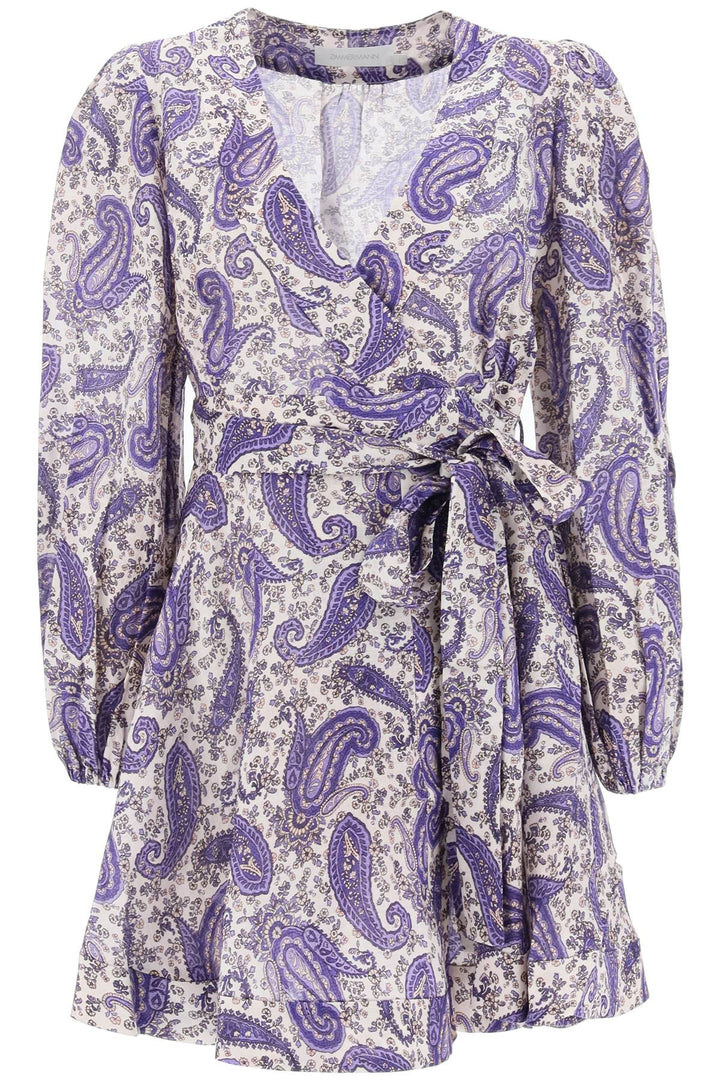 Paisley Print Linen Devi Wrap Minidress