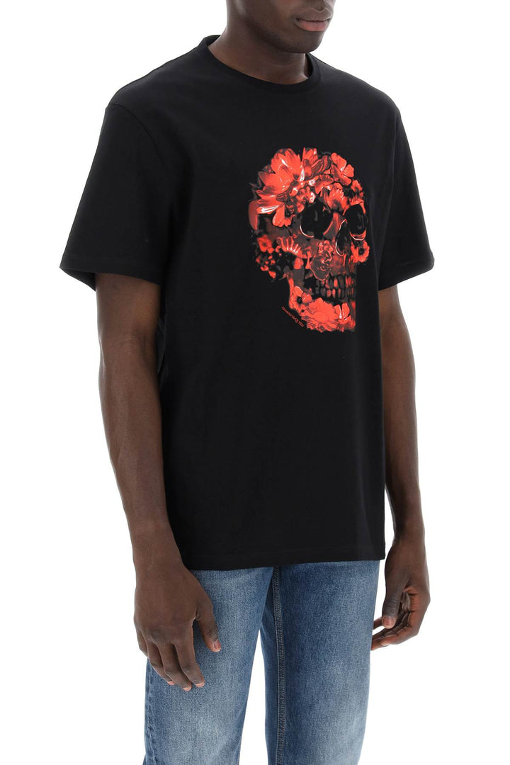 T Shirt Con Stampa Wax Flower Skull