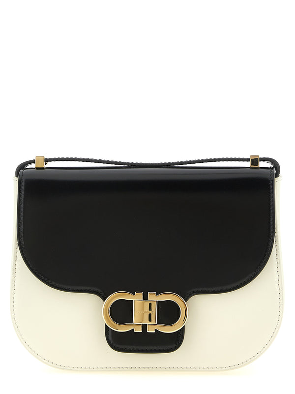 North-South Double Gancini (Xs) Crossbody Bags White/Black