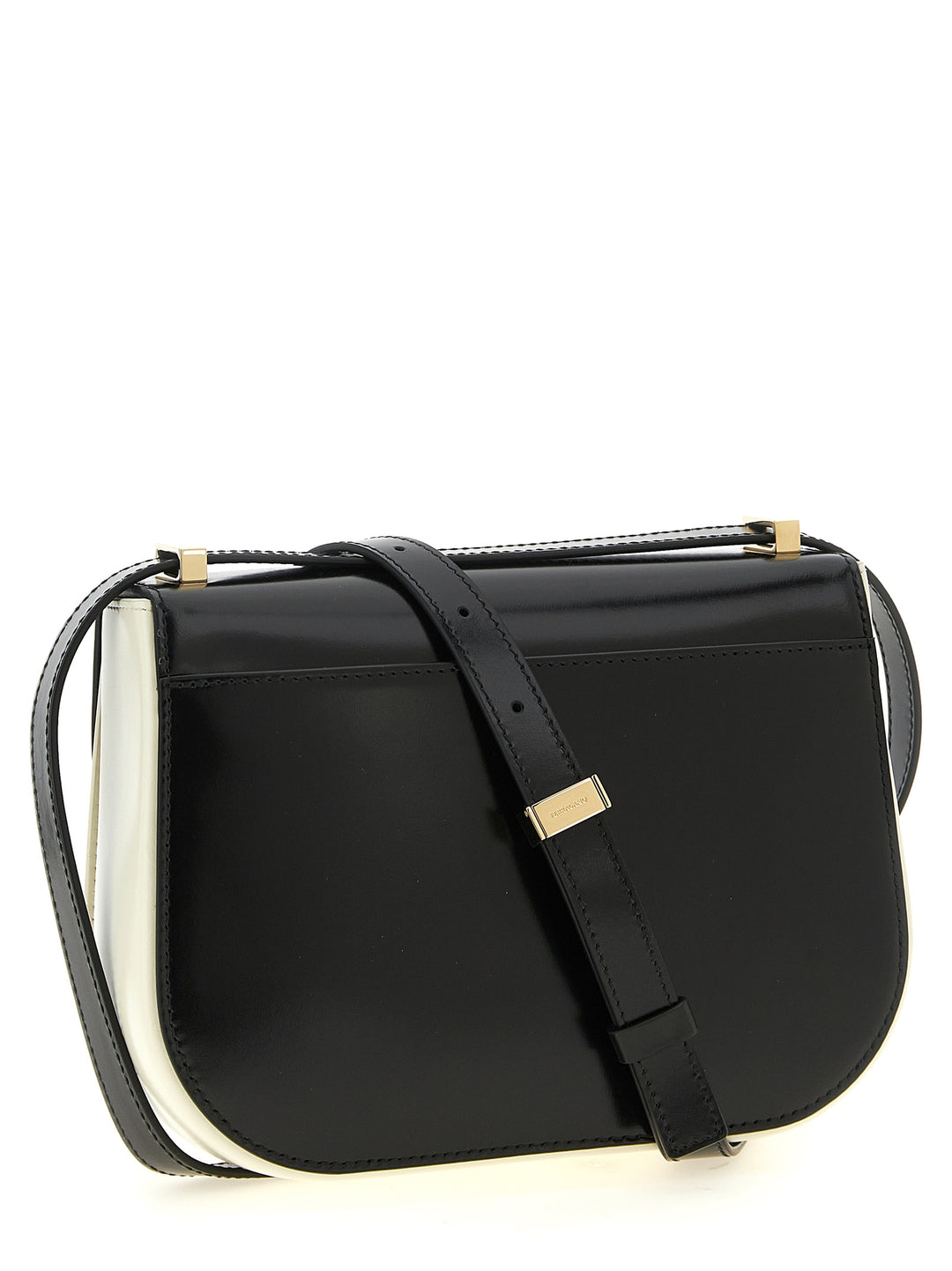 Ferragamo North-South Double Gancini (Xs) Crossbody Bags - White/Black | 48cf7107e8c0c4e7668cf520292d88bab2378cd5