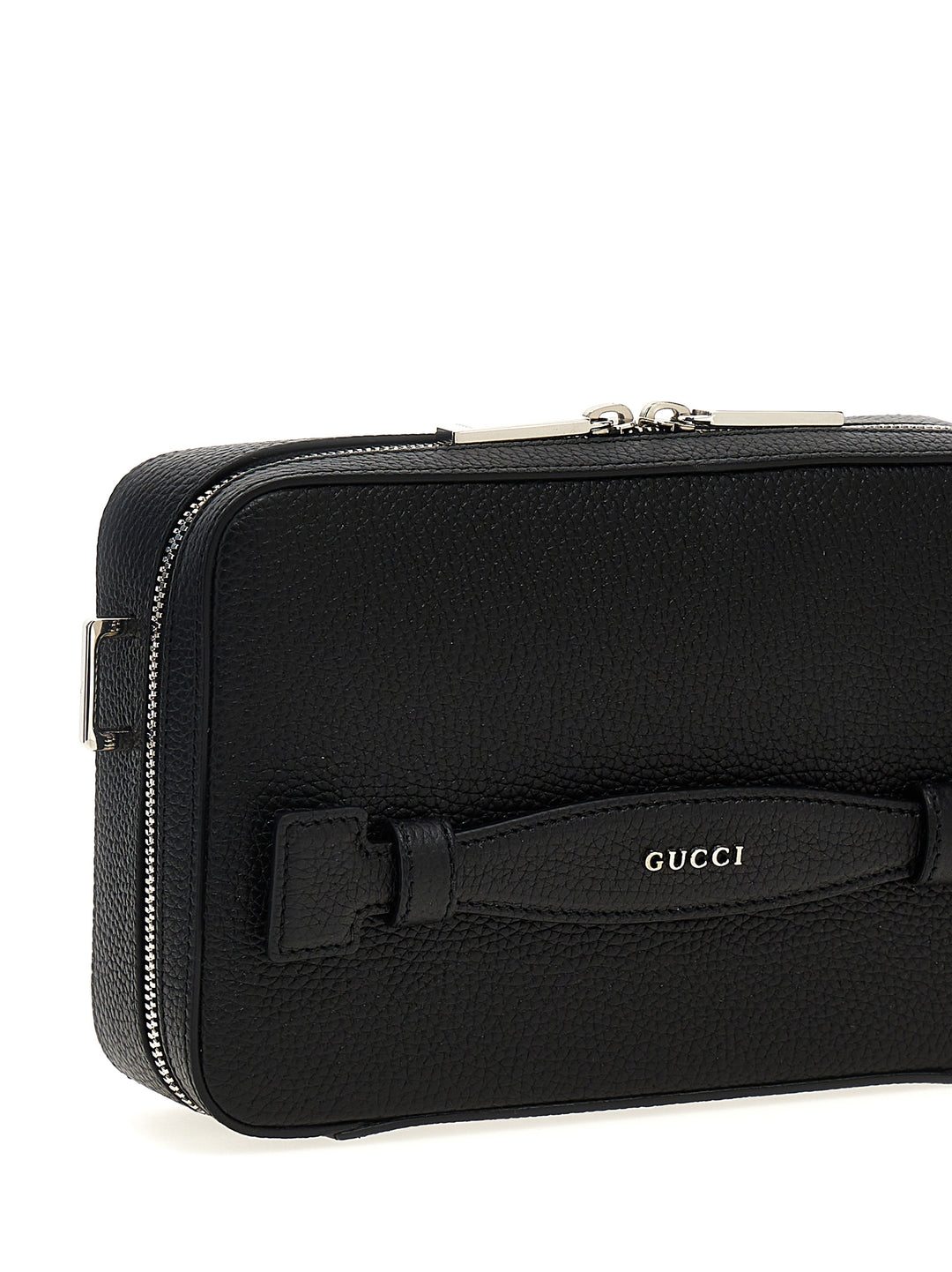 Gucci Logo Leather Shoulder Strap Crossbody Bags - Black | accaebb94ad3706101630e77c497895fd262c12a