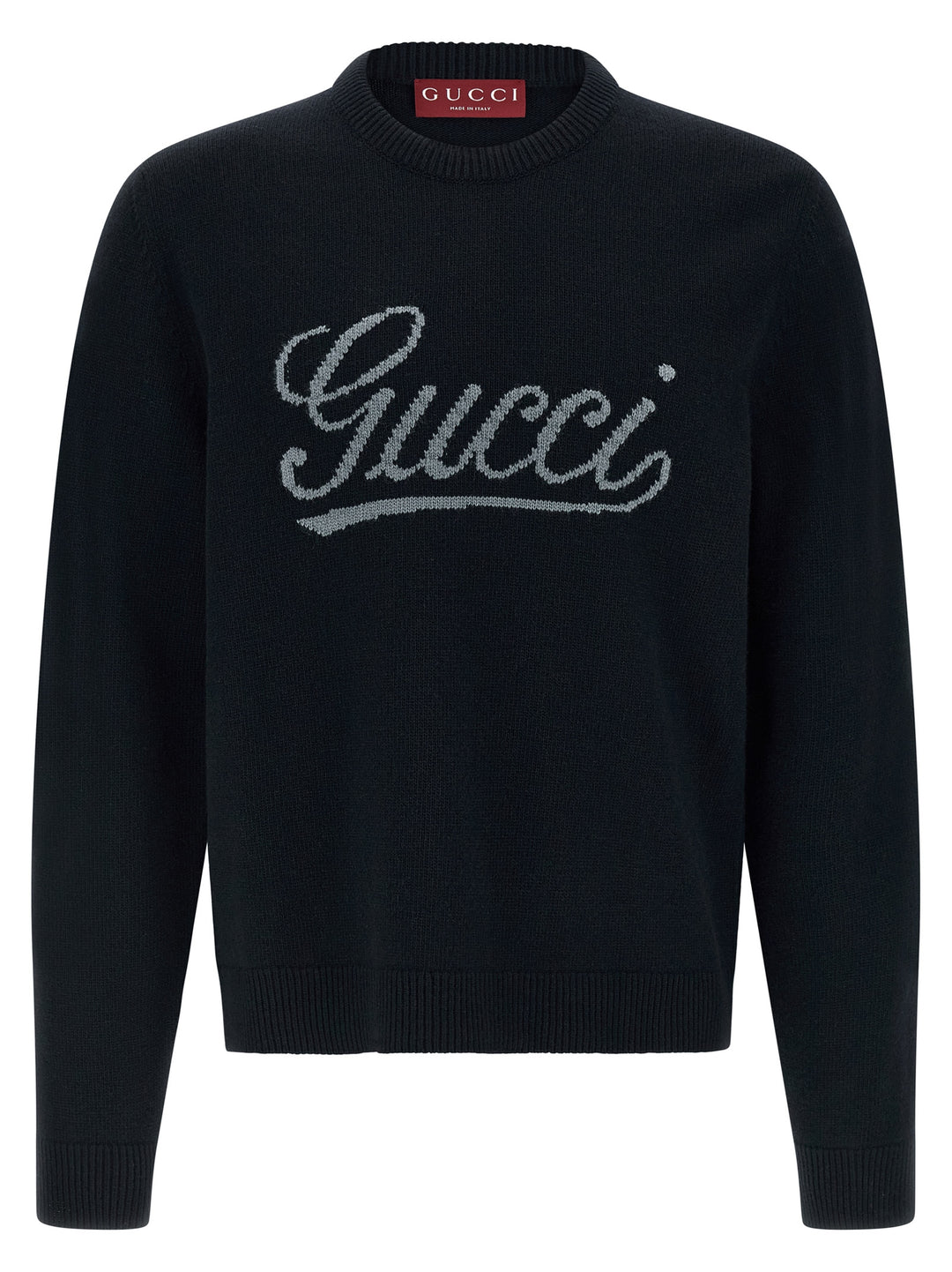 Gucci Gucci Logo Intarsia Sweater Sweaters and Cardigans - Blue | 3f2a22e0e3007afde826ce8c128b7ef47d612277