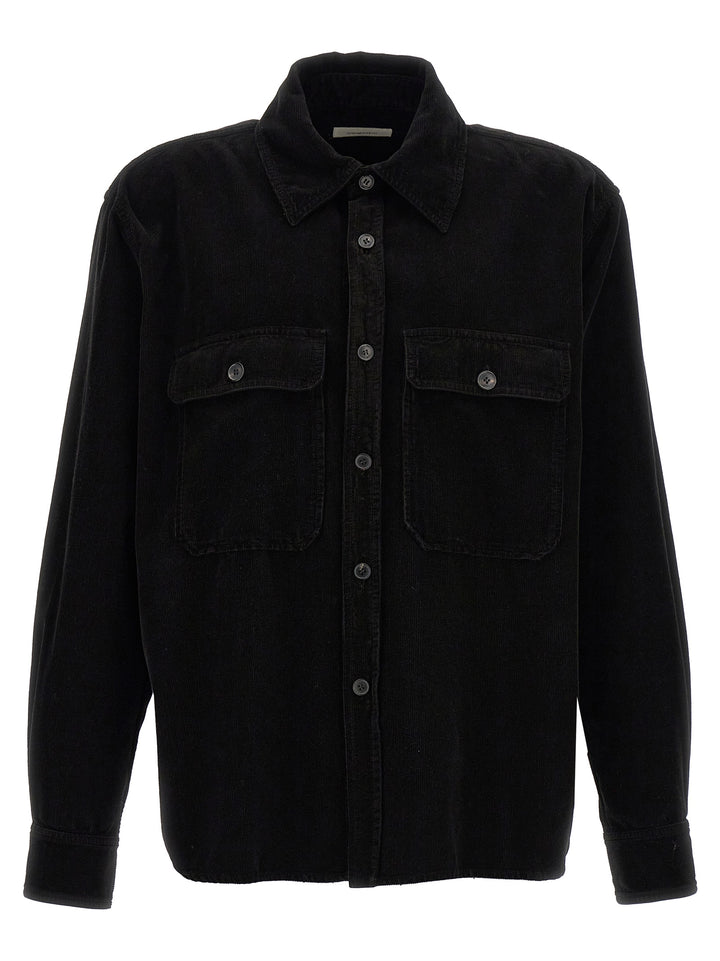 Ribbed Velvet Shirt Shirt, Blouse Black