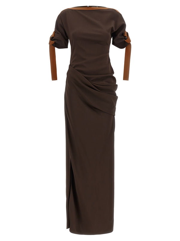 Dress With Leather Straps Dresses Brown