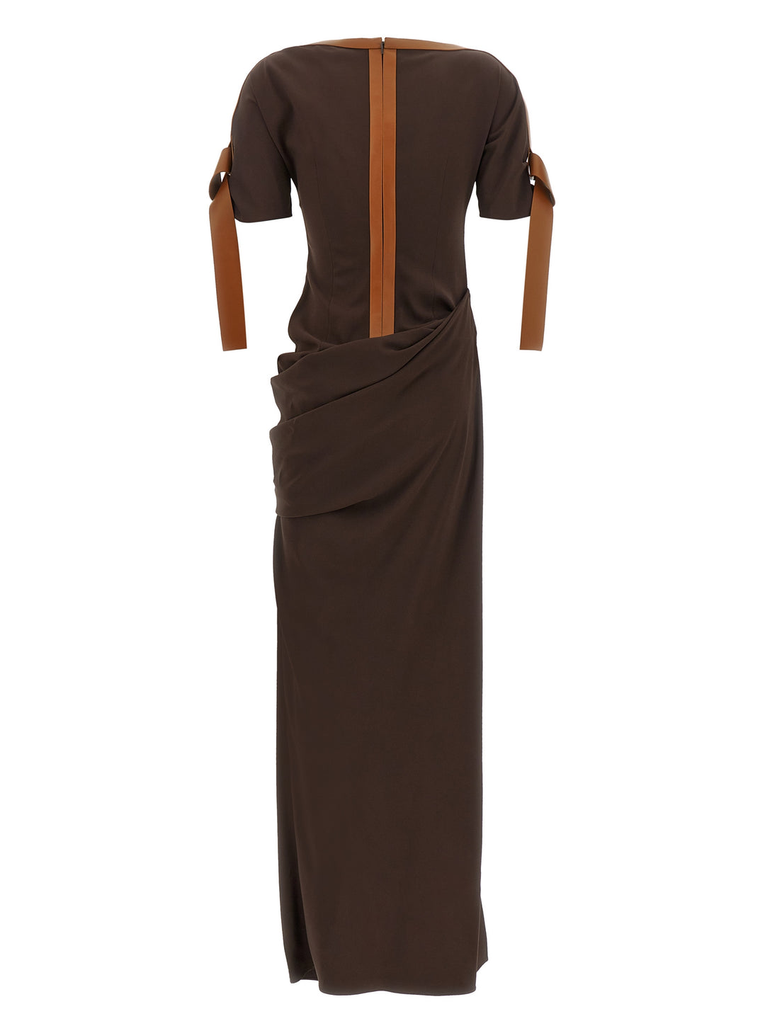 Ferragamo Dress With Leather Straps Dresses - Brown | d5a8e25ed616f6ee128c2b7a12f431d111dc346b