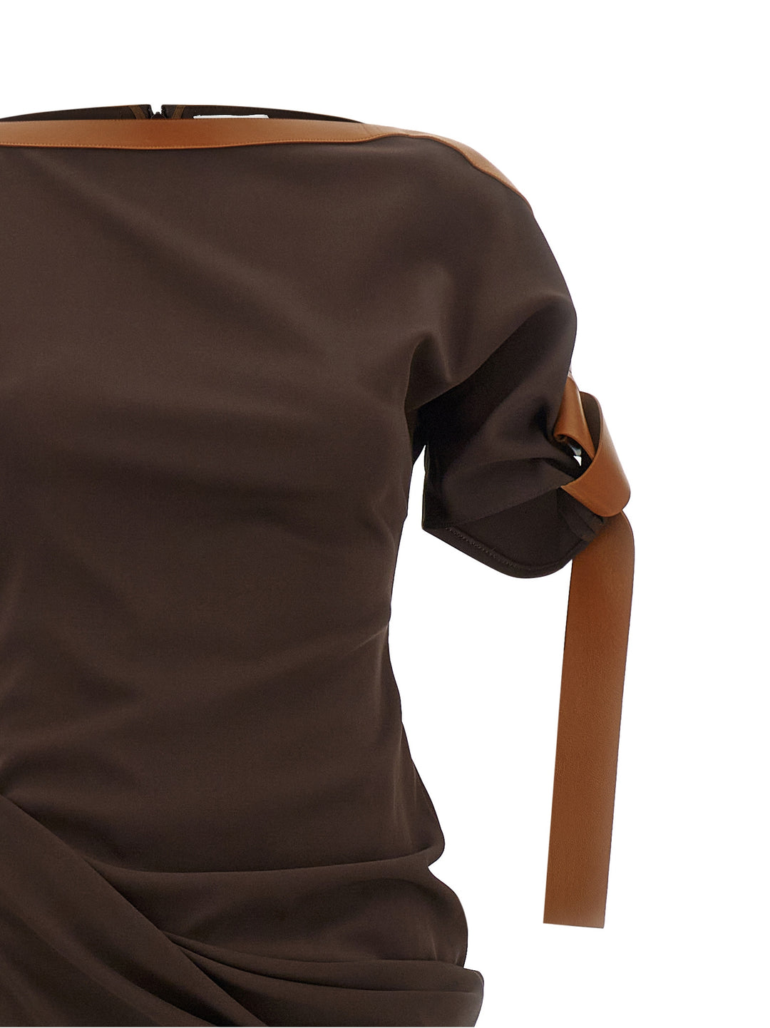 Ferragamo Dress With Leather Straps Dresses - Brown | fff22a7c2d4c5dd342a5108cad666561fd848ce9