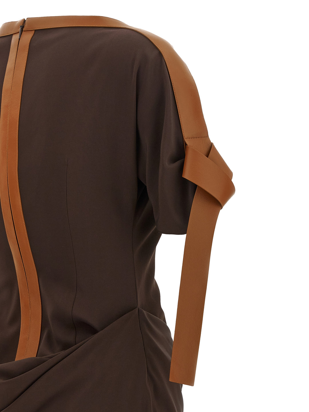 Ferragamo Dress With Leather Straps Dresses - Brown | 686b1a419a5c5cbac62ffdd1904731ddc48853ae