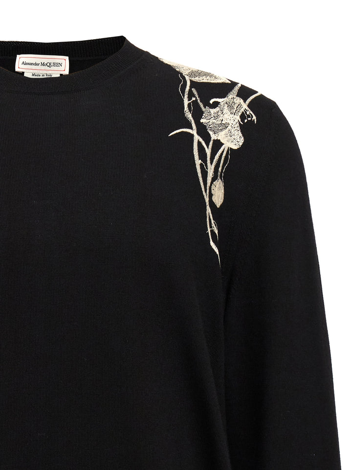 Embroidery Sweater Sweater, Cardigans White/Black