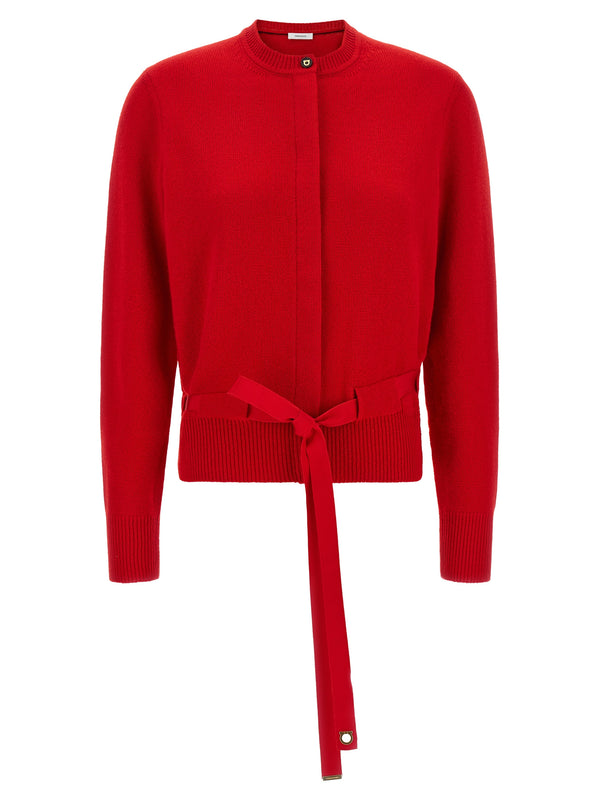 Belted Cardigan Sweaters And Cardigans Red