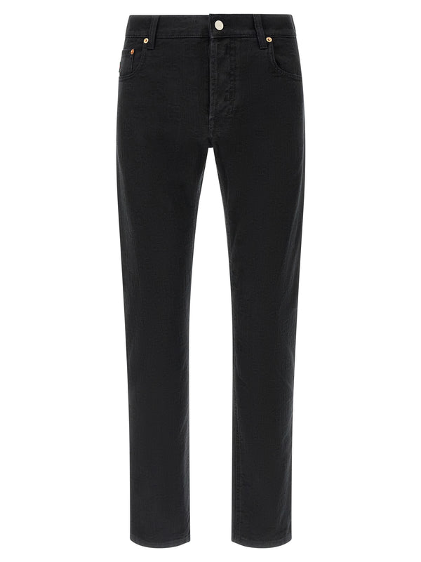 Gg Jacquard Denim Jeans Black