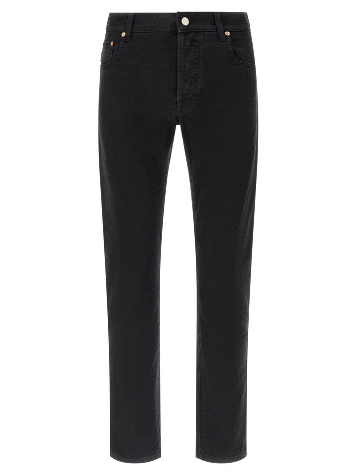 Gucci Gg Jacquard Denim Jeans - Black | 026eed57b9bb55c312ecf14d049af6dc3a073f90