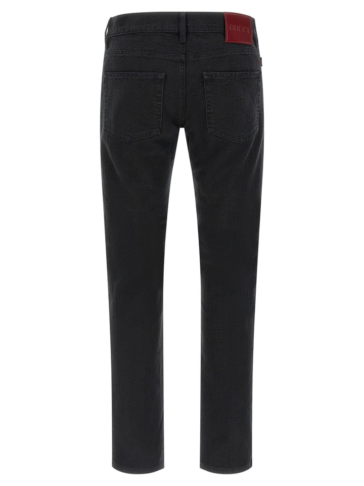 Gucci Gg Jacquard Denim Jeans - Black | 75d82c9e4dd525ad34d1296d1c7fcbc820b11548