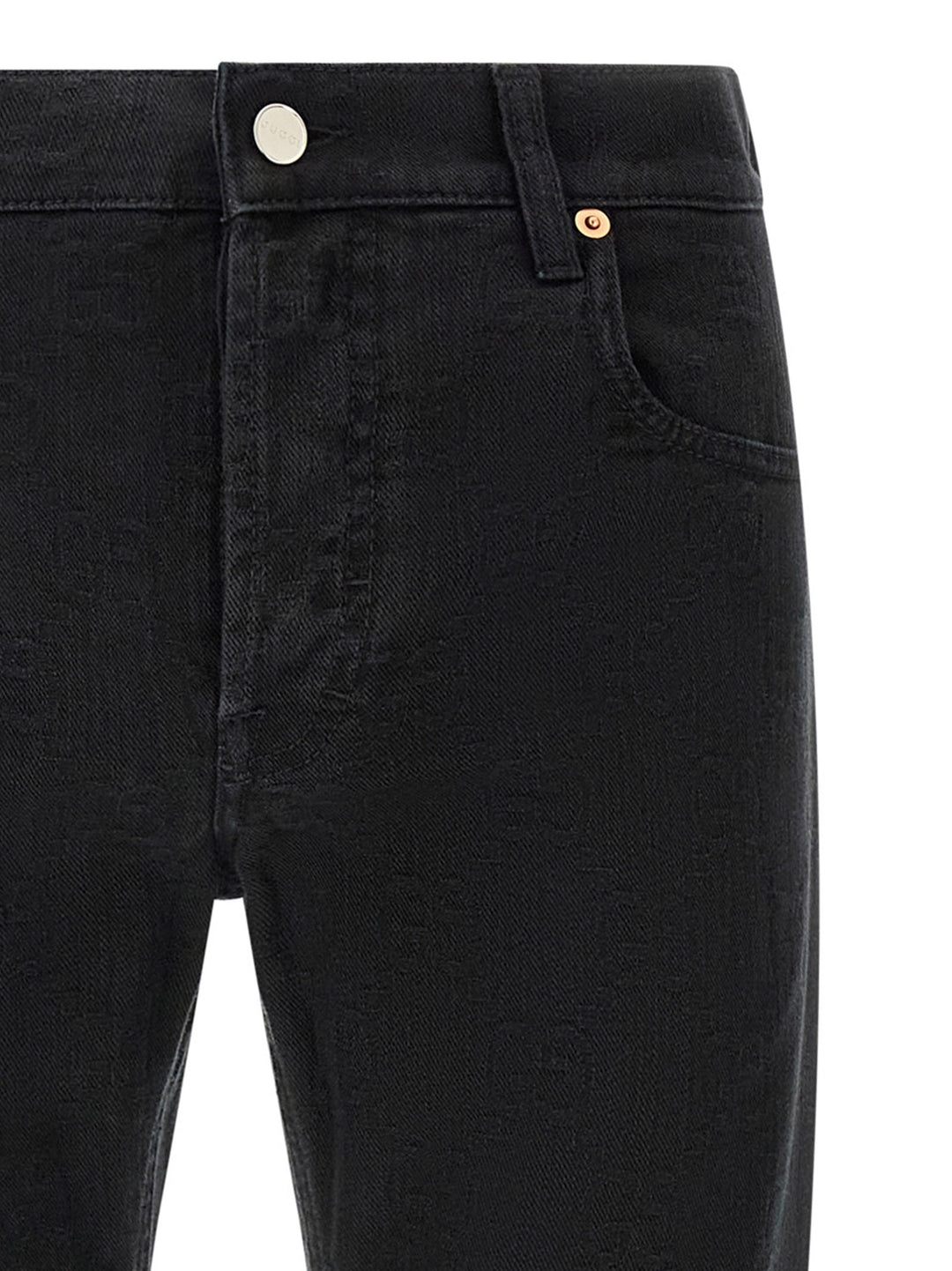 Gucci Gg Jacquard Denim Jeans - Black | 6e18ff1710a7bd7298555df8a35be4d4492a19ae