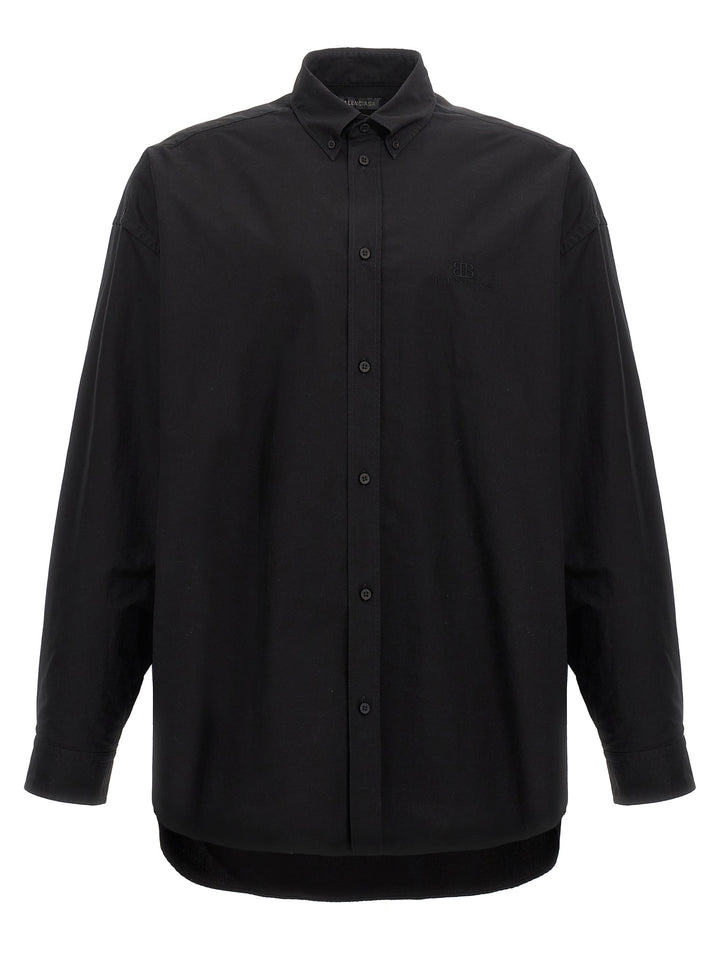 Logo Embroidery Shirt Shirt, Blouse Black