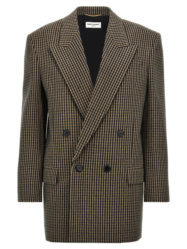 Vichy Double-Breasted Blazer Blazer And Suits Multicolor