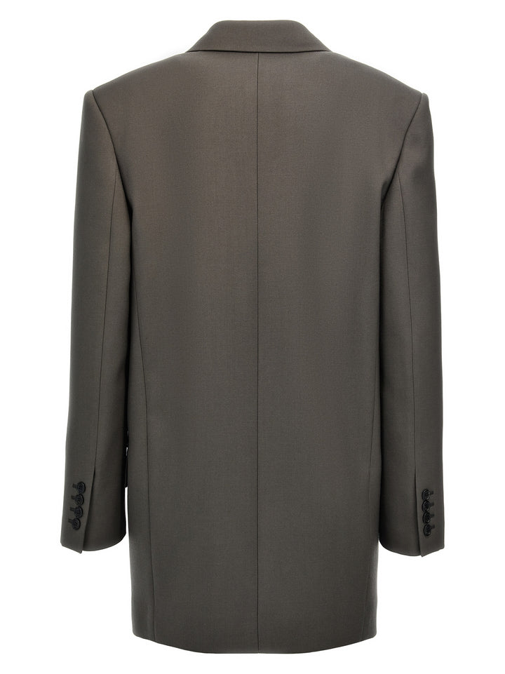 Gabardine Double-Breasted Blazer Blazer And Suits Gray