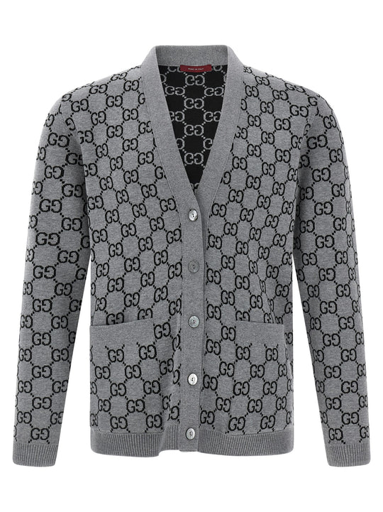 Gg Jacquard Reversible Cardigan Sweaters And Cardigans Multicolor