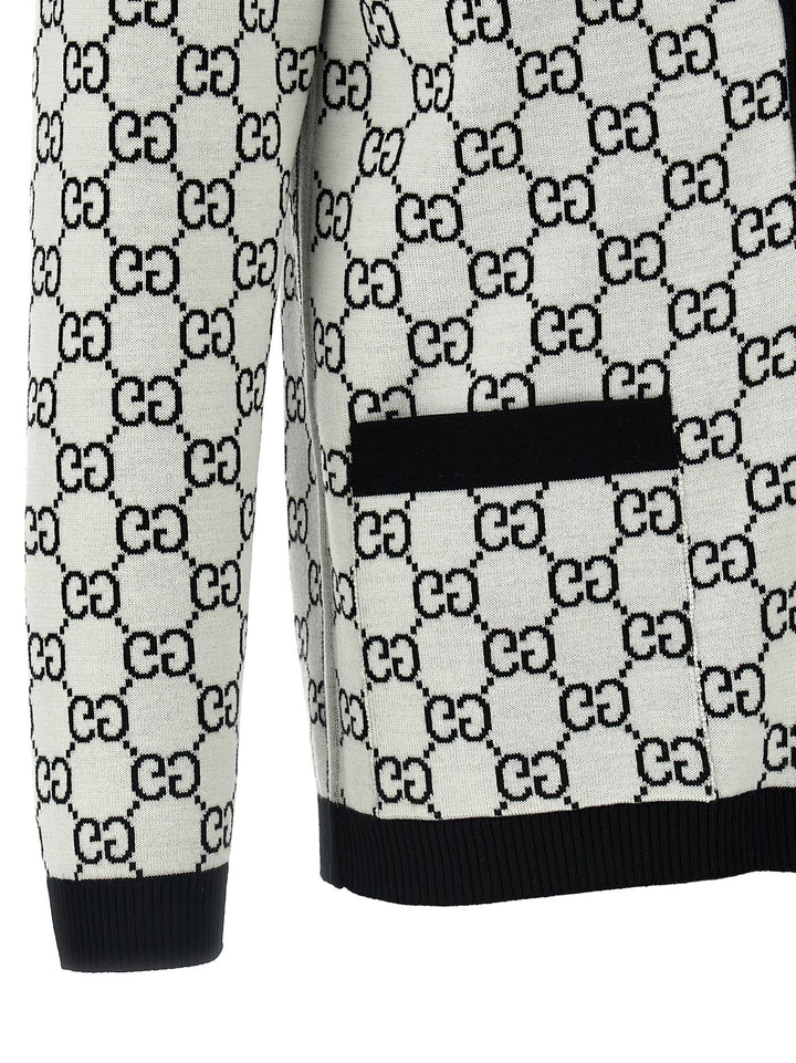 Gucci Gg Reversible Cardigan Sweaters and Cardigans - White/Black | 95d9df08b92d1b05fcc42a3406eec1c2945acae1