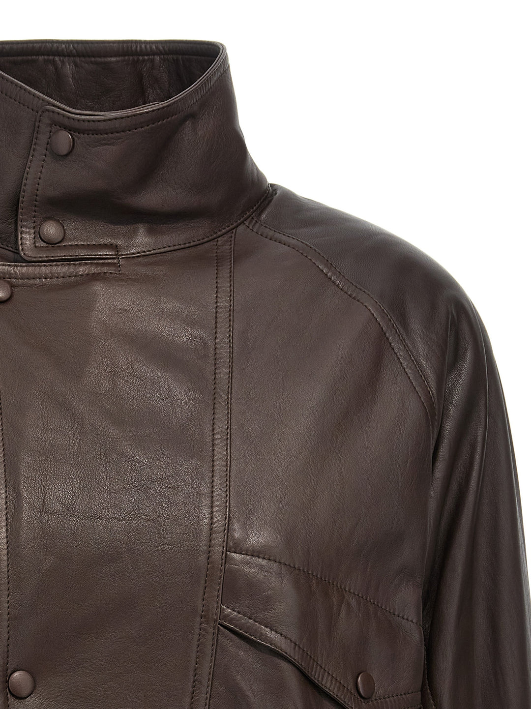 Leather Bomber Jacket Casual Jackets, Parka Brown