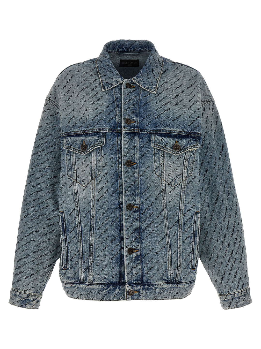 All Over Logo Denim Jacket Casual Jackets, Parka Light Blue