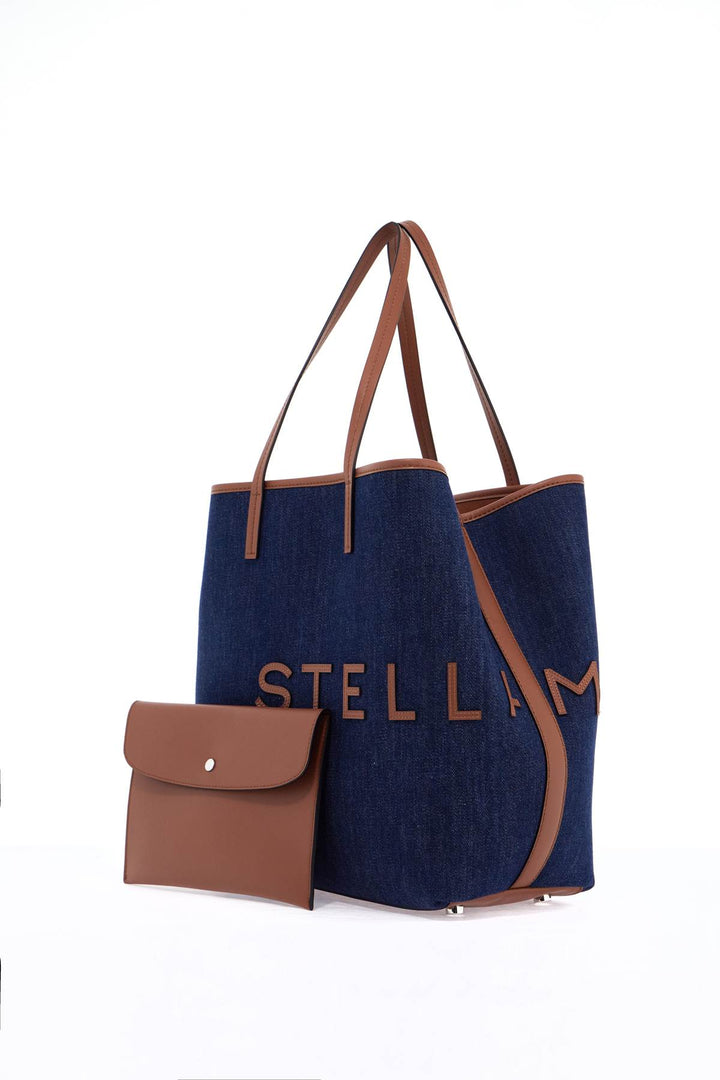 Borsa Tote In Denim Con Logo