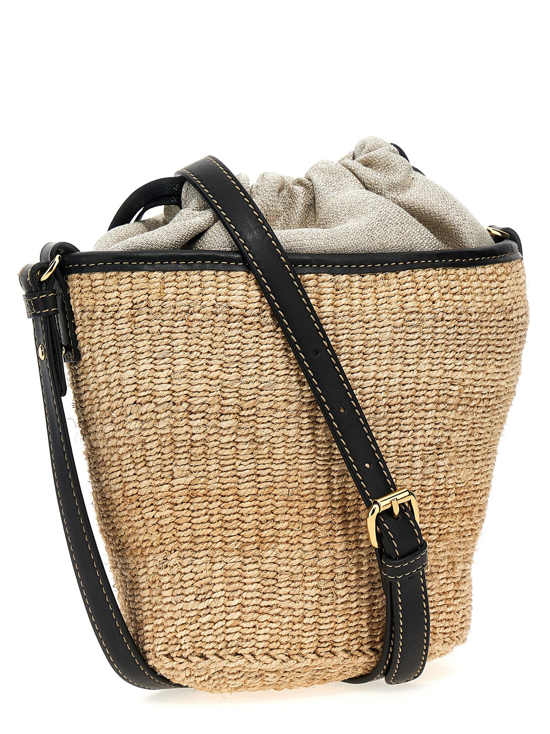 Eco Abaca Basket Crossbody Bags Black